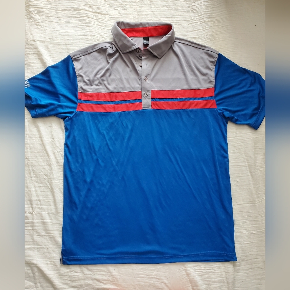 LOFT8 Gray and Blue Polo with Red Accents Size L